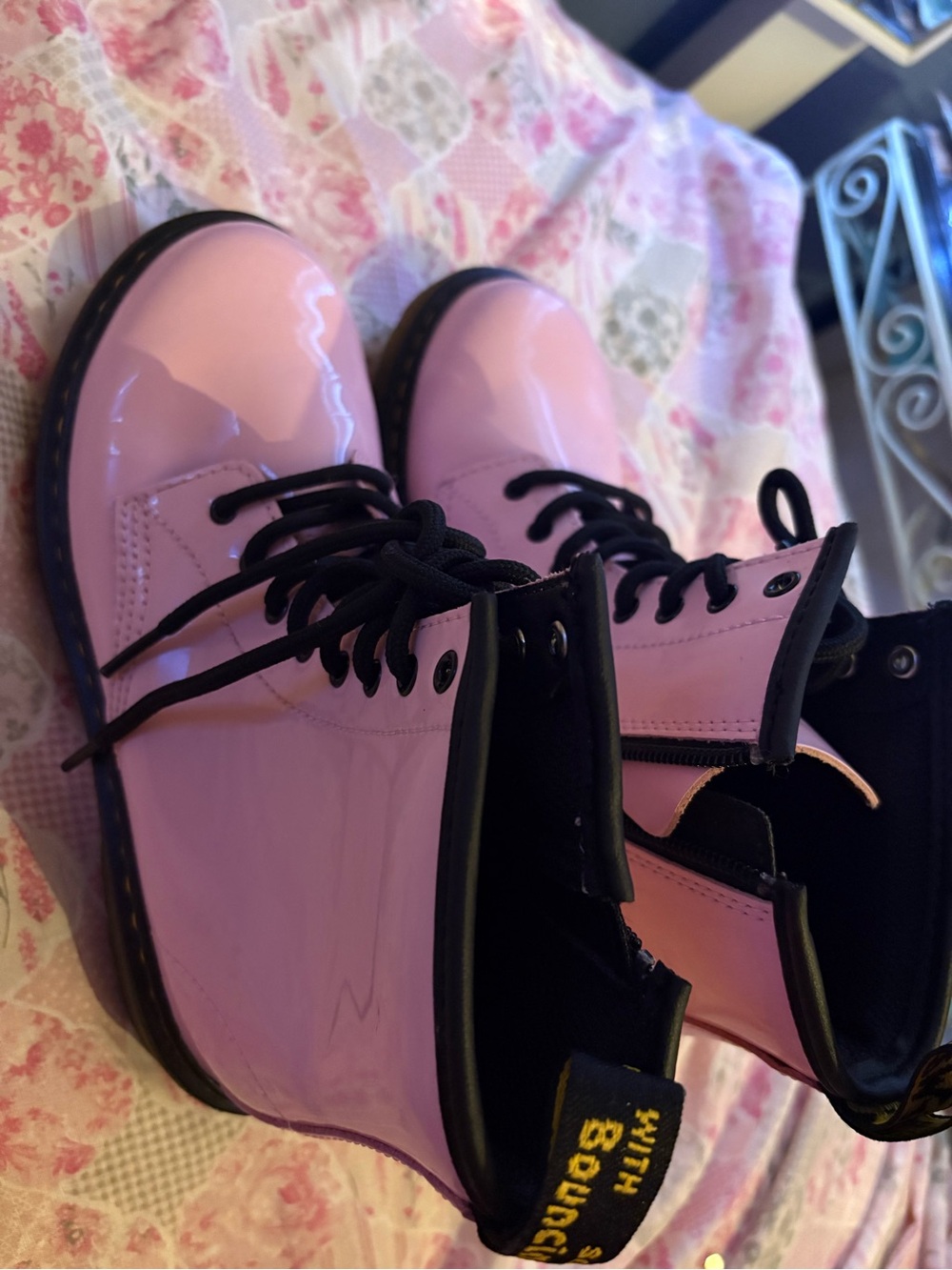 BRAND NEW! Dr. Martens Style Pink Patent Lace-Up Boots
